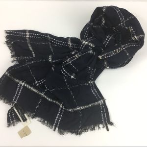 Ann Taylor Navy White Metallic Sequin Weave Scarf
